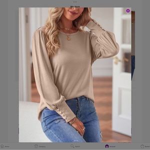 Apricot Bishop-Sleeve Scoop Neck Top Size XL